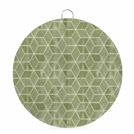 Welcome Sign for Front Door, Sage Green Geometric Round Metal Wall Art Wreaths, Checkered Modern Abstract Art Outdoor Indoor Wall Hanging Sign for Porch Decor Housewarming Gifts 5.9 Inch