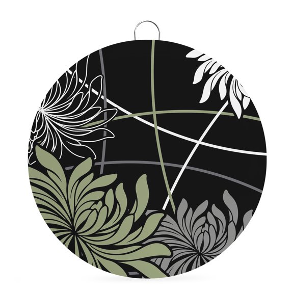 Welcome Sign for Front Door, Sage Green Grey Daisy Round Metal Wall Art Wreaths, Rustic Flowers Abstract Stripes Outdoor Indoor Wall Hanging Sign for Porch Decor Housewarming Gifts 7.9 Inch