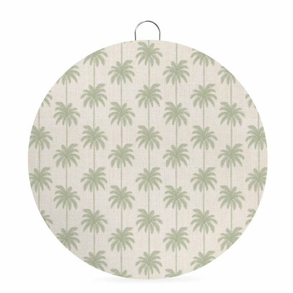 Welcome Sign for Front Door, Sage Green Palm Trees Round Metal Wall Art Wreaths, Tropical Summer Seaside Rustic Outdoor Indoor Wall Hanging Sign for Porch Decor Housewarming Gifts 7.9 Inch