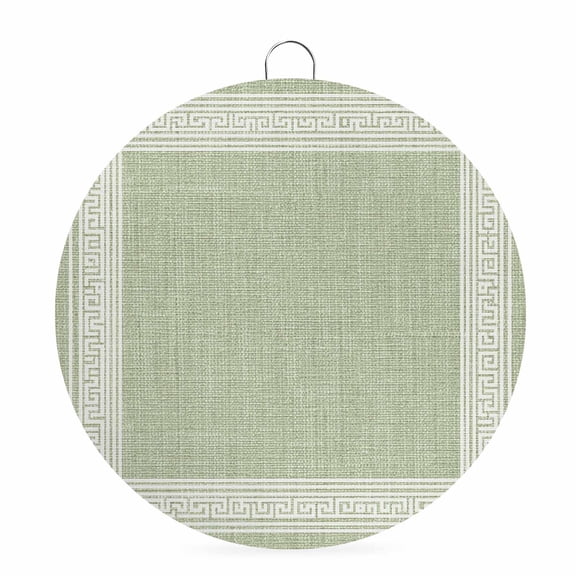 Welcome Sign for Front Door,Sage Green Retro Greek Key Round Metal Welcome Front Porch Decor,Geometric Greece Ancient Rustic Wall Hanging Sign for Living Room Kitchen Hallway Housewarming Gift 6''