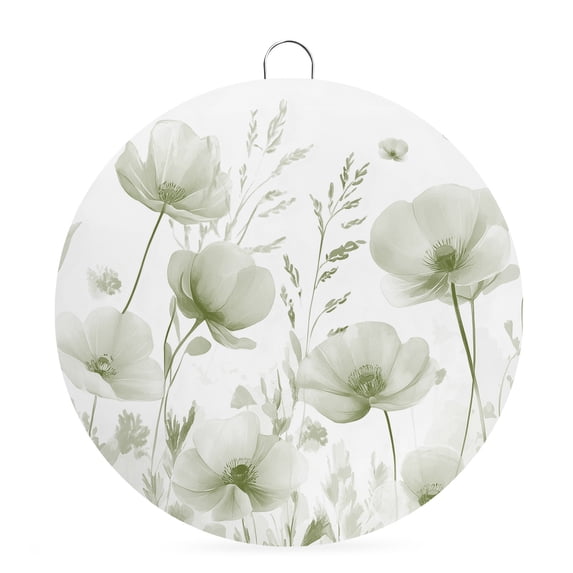 Welcome Sign for Front Door,Sage Green Spring Floral Round Metal Welcome Front Porch Decor,Summer Botanical Watercolor Vintage Wall Hanging Sign for Living Room Kitchen Hallway Housewarming Gift 6''