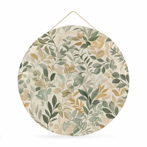 Welcome Sign for Front Door,Sage Green Yellow Botanical Round Metal Welcome Front Porch Decoration,Spring Summer Vintage Wall Hanging Sign for Living Room Kitchen Hallway Housewarming Gift 12''