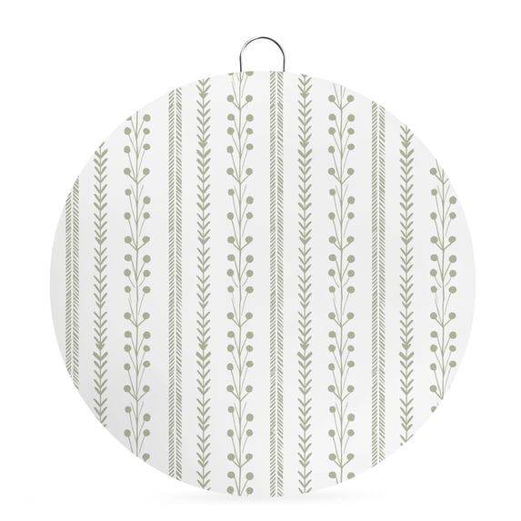 Welcome Sign for Front Door, Spring Floral Round Metal Wall Art Wreaths, Modern Minimalist Stripes Boho Sage Green Outdoor Indoor Wall Hanging Sign for Porch Decor Housewarming Gifts 7.9 Inch