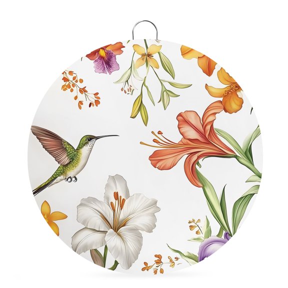 Welcome Sign for Front Door,Spring Floral Round Metal Welcome Front Porch Decoration,Summer Botanical Rustic Colorful Birds Wall Hanging Sign for Living Room Kitchen Hallway Housewarming Gift 6''