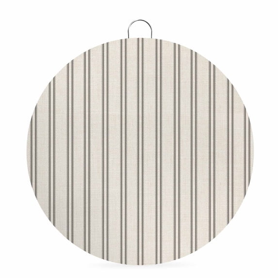 Welcome Sign for Front Door, Striped Farmhouse Round Metal Wall Art Wreaths, Light Brown Vintage Rustic Lines Simple Outdoor Indoor Wall Hanging Sign for Porch Decor Housewarming Gifts 7.9 Inch