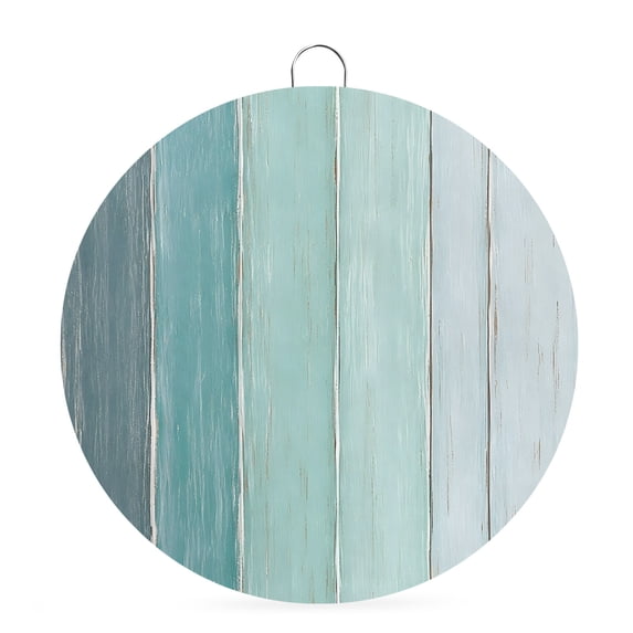 Welcome Sign for Front Door, Teal Blue Ombre Wood Round Metal Wall Art Wreaths, Farmhouse Vintage Gradient Wooden Outdoor Indoor Wall Hanging Sign for Porch Decor Housewarming Gifts 5.9 Inch