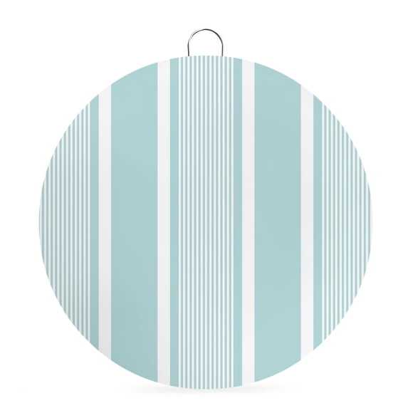 Welcome Sign for Front Door, Teal Blue Stripe Round Metal Wall Art Wreaths, Modern Striped Minimalist Geometric Lines Outdoor Indoor Wall Hanging Sign for Porch Decor Housewarming Gifts 5.9 Inch