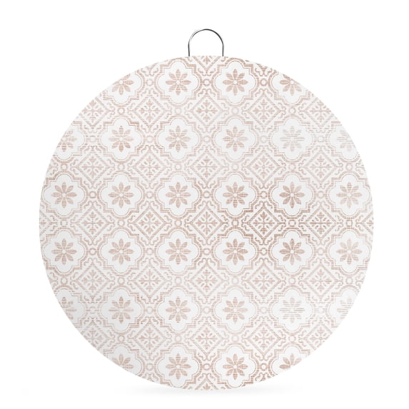 Welcome Sign for Front Door, Terracotta Petals Round Metal Wall Art Wreaths, Abstract Floral Grids Boho Mediterranean Outdoor Indoor Wall Hanging Sign for Porch Decor Housewarming Gifts 5.9 Inch