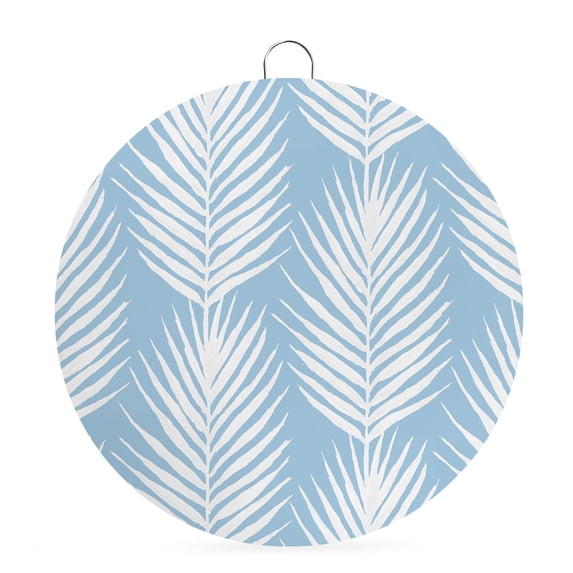 Welcome Sign for Front Door, Tropical Palm Leaves Round Metal Wall Art Wreaths, Blue Summer Tree Botanical Plants Outdoor Indoor Wall Hanging Sign for Porch Decor Housewarming Gifts 7.9 Inch