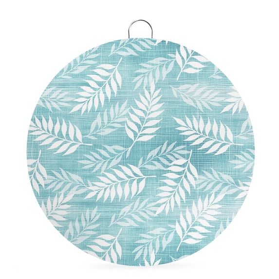 Welcome Sign for Front Door, Turquoise Leaves Round Metal Wall Art Wreaths, Summer Botanical Modern Zen Vintage Outdoor Indoor Wall Hanging Sign for Porch Decor Housewarming Gifts 7.9 Inch