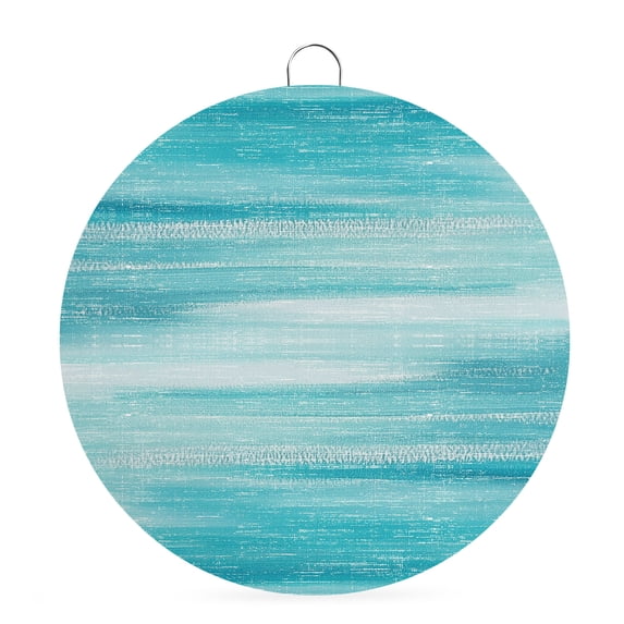 Welcome Sign for Front Door, Turquoise Ombre Round Metal Wall Art Wreaths, Modern Minimalist Abstract Aesthetic Outdoor Indoor Wall Hanging Sign for Porch Decor Housewarming Gifts 7.9 Inch