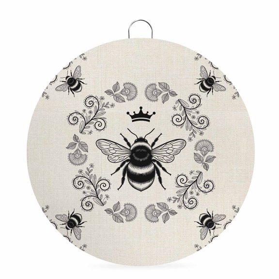Welcome Sign for Front Door,Vintage Bees Crowns Round Metal Welcome Front Porch Decoration,Rustic Leaves Rings Burlap Entryway Wall Hanging Sign for Living Room Kitchen Hallway Housewarming Gift 6''
