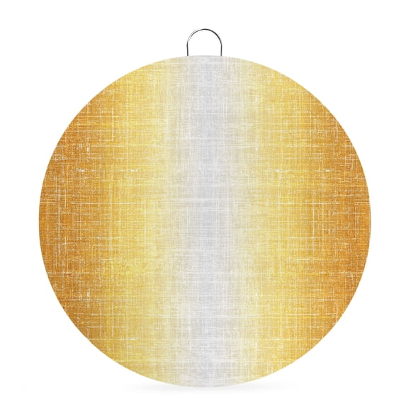 Welcome Sign for Front Door, Vintage Ginger Yellow Gray Round Metal Wall Art Wreaths, Abstract Linen Texture Modern Outdoor Indoor Wall Hanging Sign for Porch Decor Housewarming Gifts 5.9 Inch
