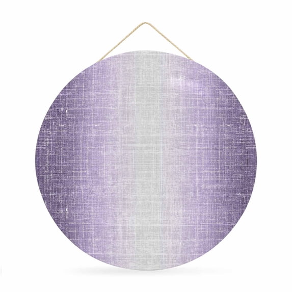 Welcome Sign for Front Door, Vintage Lavender Gray Round Metal Wall Art Wreaths, Abstract Linen Texture Modern Outdoor Indoor Wall Hanging Sign for Porch Decor Housewarming Gifts 11.8 Inch