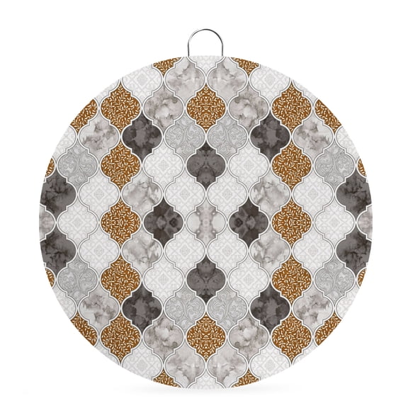 Welcome Sign for Front Door, Vintage Morocco Round Metal Wall Art Wreaths, Traditional Middle Century Rhombus Pattern Outdoor Indoor Wall Hanging Sign for Porch Decor Housewarming Gifts 5.9 Inch