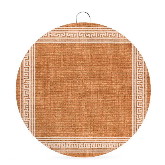 Welcome Sign for Front Door,Warm Orange Retro Greek Key Round Metal Welcome Front Porch Decor,Geometric Greece Ancient Farmhouse Wall Hanging Sign for Living Room Kitchen Housewarming Gift 6''