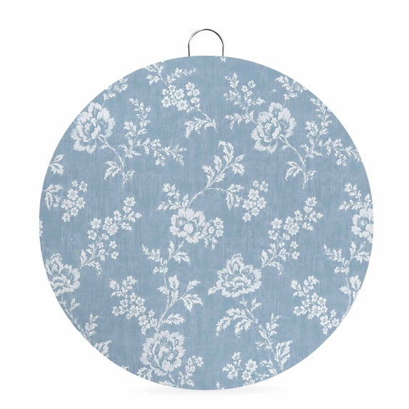Welcome Sign for Front Door, Watercolor Floral Round Metal Wall Art Wreaths, Spring Botanical Flowers Rustic Blue Outdoor Indoor Wall Hanging Sign for Porch Decor Housewarming Gifts 7.9 Inch