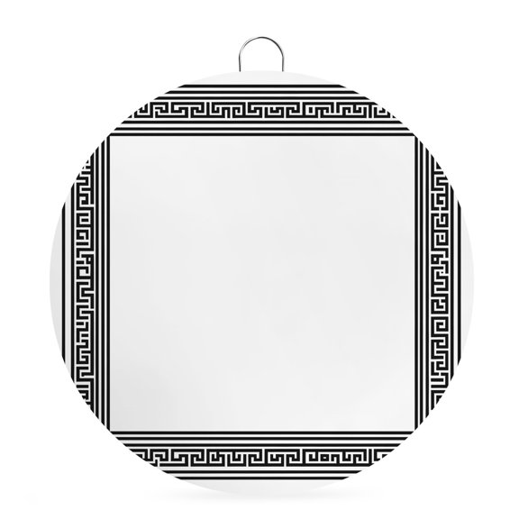 Welcome Sign for Front Door,White Greek Key Round Metal Welcome Front Porch Decoration,Geometric Greece Ancient Farmhouse Geo Wall Hanging Sign for Living Room Kitchen Hallway Housewarming Gift 6''