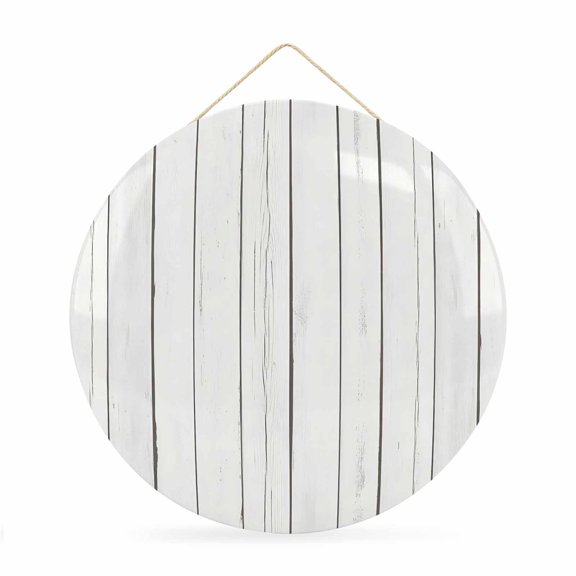 Welcome Sign for Front Door,White Wood Grain Round Metal Welcome Front Porch Decoration,Rustic Wooden Planks Farmhouse Wall Hanging Sign for Living Room Kitchen Hallway Housewarming Gift 12''