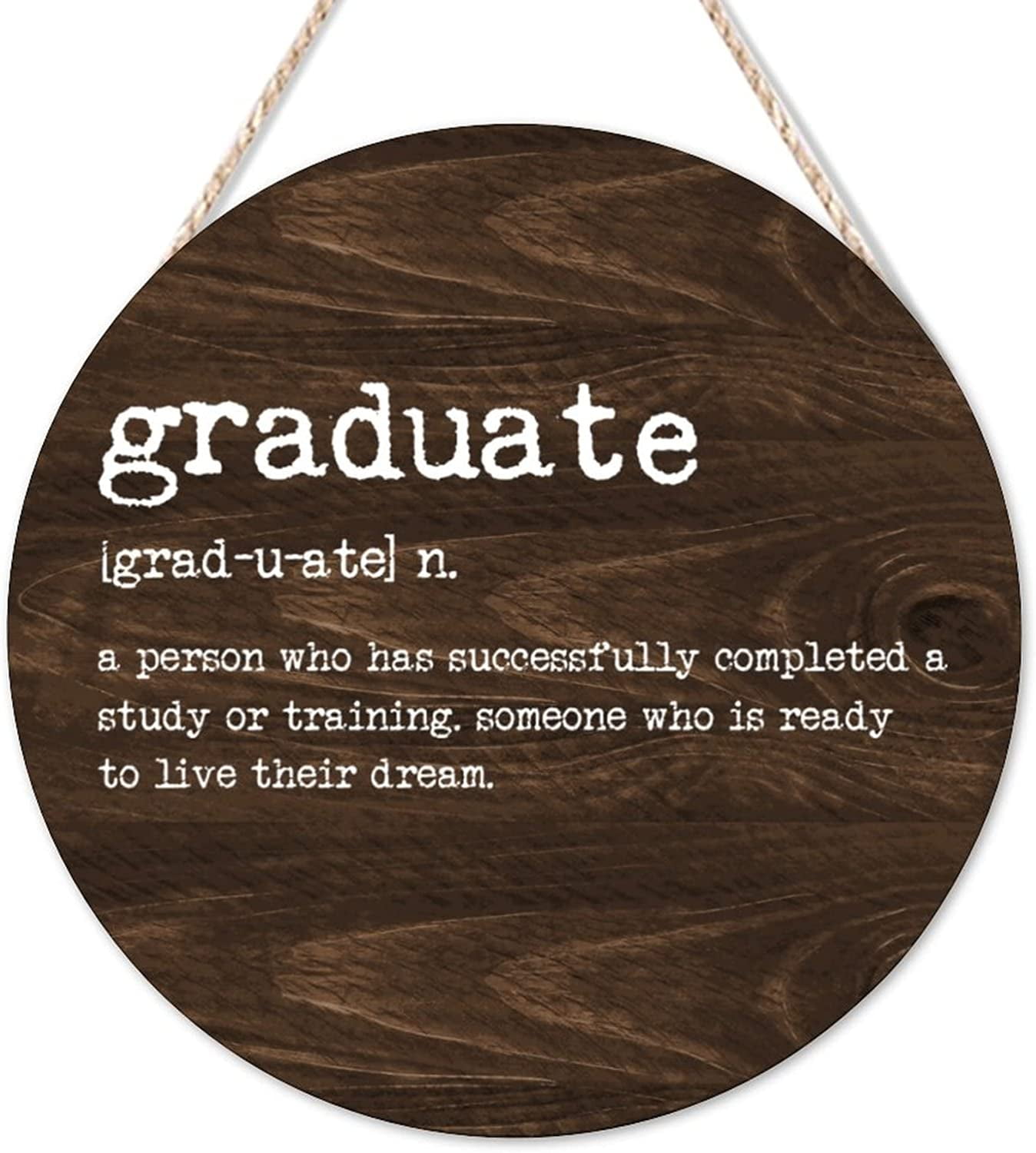 Welcome Sign Graduate Definition Round Wood Sign Retro Word Description ...