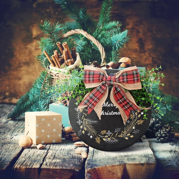 Welcome Sign Hello for Front Door Decor, Rustic Round Wooden Door Sign Wall Decor, Hanging Welcome Wreaths Farmhouse Porch Decorations with Greenery & Bow for Home Outdoor Housewarming Gift