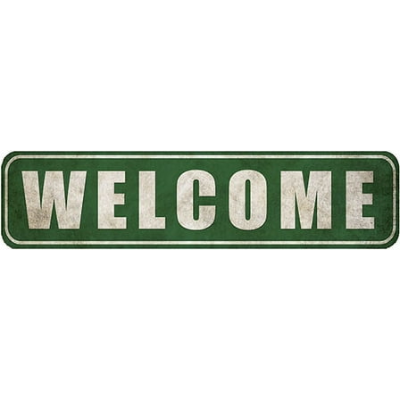 Welcome Sign, Metal Sign, Patio Sunroom Backyard, Rustic Street Sign or Door Name Plate Plaque, 4x16 Inch