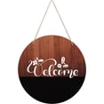 thumbnail image 1 of Welcome Sign Retro Wooden Flat Round Hanging Plaque Rustic Natural Wall Decorations for Home Farmhouse Front Door Outdoor Decorations Coconut Brown11.8x11.8in Coconut Brown, 1 of 7