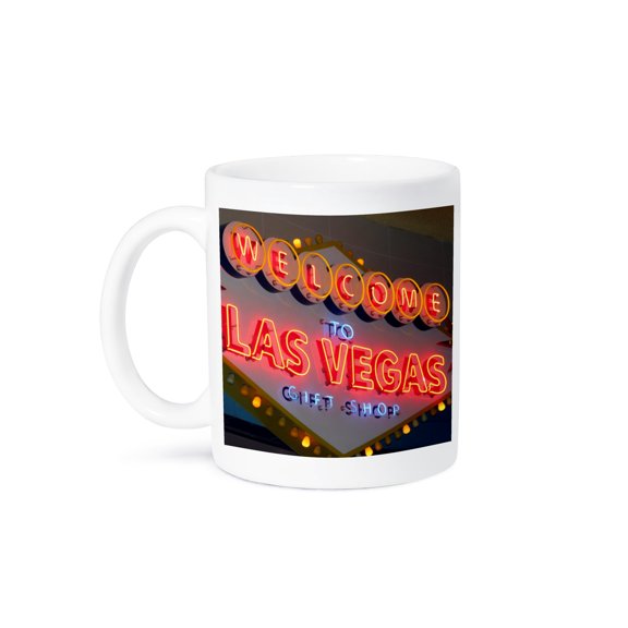 3drose, Welcome Sign to Las Vegas in Bright Orange and Blue, 11oz Mug