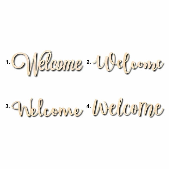 Welcome Sign Unfinished Wood Cutout Home Decor DIY Option 4- 18" Wide / 1/4"