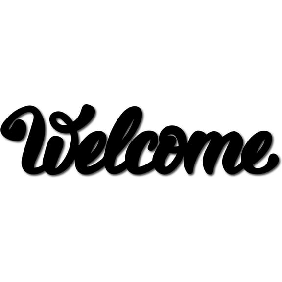 Welcome Sign Welcome Wood Cutout Black Wooden Wall Decor Letters Laser Cut Art Unfinished Rustic Decorative DIY for Front Door Home Gallery Porch Coffee Bar Wreath Gift 11.9 x 3 Inch Black