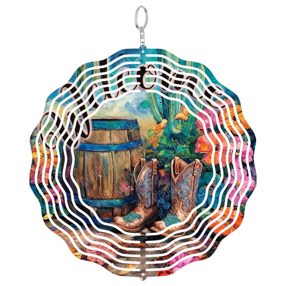 Welcome Sign Wind Spinner Metal Outdoor Decor Rustic Western Vibrant Multi-color