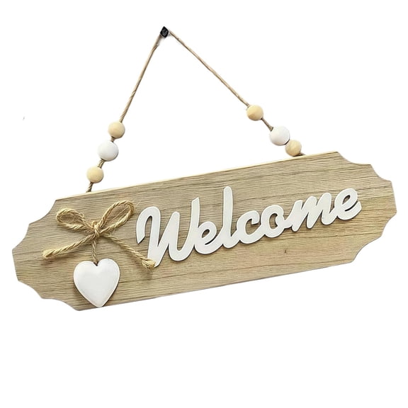 Welcome Sign Wooden Door Sign Heart Shaped Door Plaque Entryway Decor Outside Hanging Sign