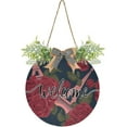 thumbnail image 1 of Welcome Sign with Wreath for Front Door, Rustic Round Hanging Welcome Sign, Wall Housewarming Gift for Home 11.8in, Red Roses and Eifel Tower Paris Home Decor, 1 of 7