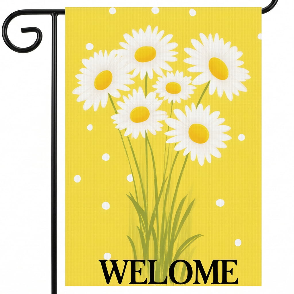 Welcome Sign Yellow Daisies Garden Flag 28x40 for Gazebo Hanging Summer ...