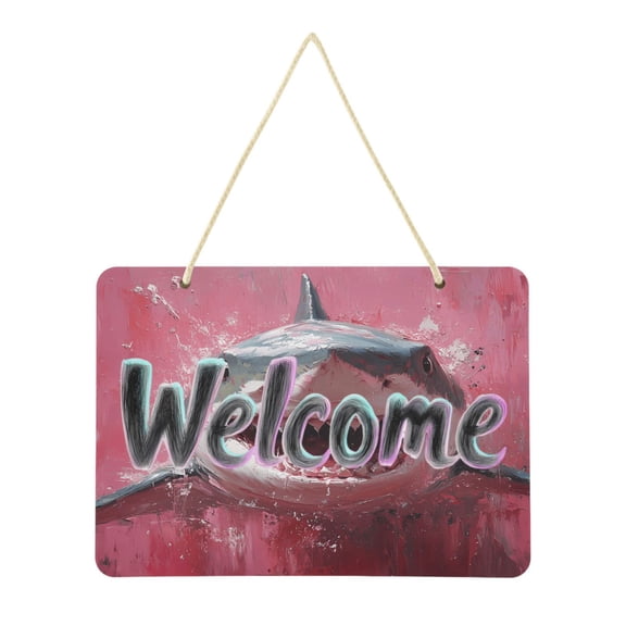 Welcome Sign for Front Door Farmhouse Wall Porch Fall Home Outside Indoor Christmas Decor 14"x10" PVC Aggressive Shark