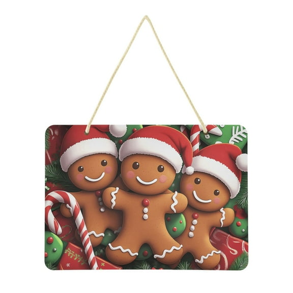 Welcome Sign for Front Door Farmhouse Wall Porch Fall Home Outside Indoor Christmas Decor 14"x10" PVC Christmas Gifts Gingerbread Men