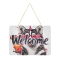thumbnail image 1 of Welcome Sign for Front Door Farmhouse Wall Porch Fall Home Outside Indoor Christmas Decor 14"x10" PVC Dog with Glasses Drinking, 1 of 6