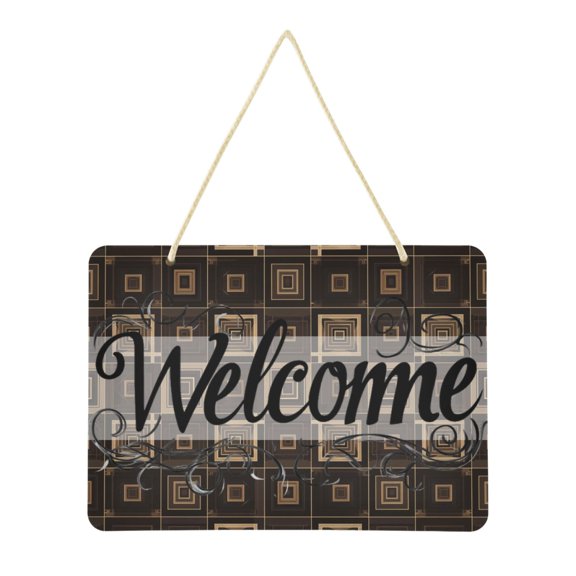 Welcome Sign for Front Door Farmhouse Wall Porch Fall Home Outside Indoor Christmas Decor 14"x10" PVC Elegant Geometry