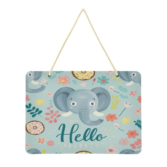 Welcome Sign for Front Door Farmhouse Wall Porch Fall Home Outside Indoor Christmas Decor 14"x10" PVC Hello Elephants Face