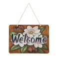 thumbnail image 1 of Welcome Sign for Front Door Farmhouse Wall Porch Fall Home Outside Indoor Christmas Decor 14"x10" PVC Jasmine Flowers and Leaf, 1 of 6