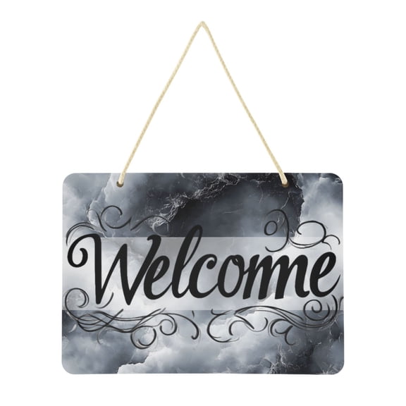 Welcome Sign for Front Door Farmhouse Wall Porch Fall Home Outside Indoor Christmas Decor 14"x10" PVC Rolling Cloud Marble