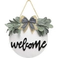 thumbnail image 1 of Welcome Sign for Front Door, Front Door Decor, Country Farmhouse Porch with Eucalyptus Buffalo Bow Beads for Home Decoration,White, 1 of 6