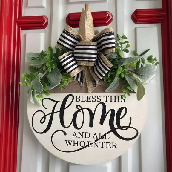 Welcome Sign for Front Door, Hanging Outdoor Decor, Housewarming Gift for All Seasons and Holidays, White