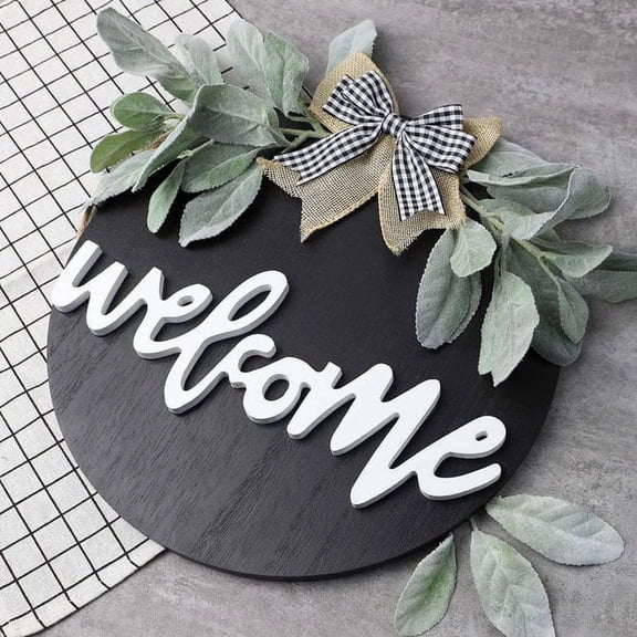 Welcome Sign for Front Door Round Wood Sign Hanging for Farmhouse porch Door Decoration