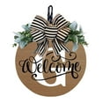 thumbnail image 1 of Welcome Signs Round Front Door Wreath with Bow, DELESYS 11.8" Optional Personalized Creative Letter Farmhouse Wreath for Front Door Spring All Seasons Outside Hanger Decor Gift, 1 of 3