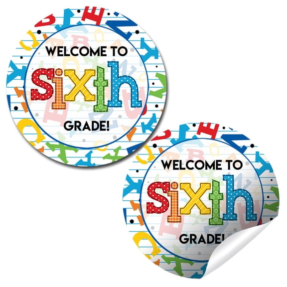 Welcome to Sixth Grade Stickers for Kids – 40 Count, 2 Inch Round Back to School Stickers for Teachers, First Day of School Labels for Goodie Bags and Classroom Supplies by Amanda Creation