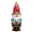 thumbnail image 1 of Napco Welcome Smiling Gnome Cherry and Pale Blue 5 x 14 Resin Stone Garden Figurine, 1 of 1