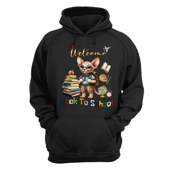 Welcome Sphynx Back to School Vintage Retro Hoodie Unisex Merch Hoodies Cat Lover Kitten Owner Gifts Idea - 02012