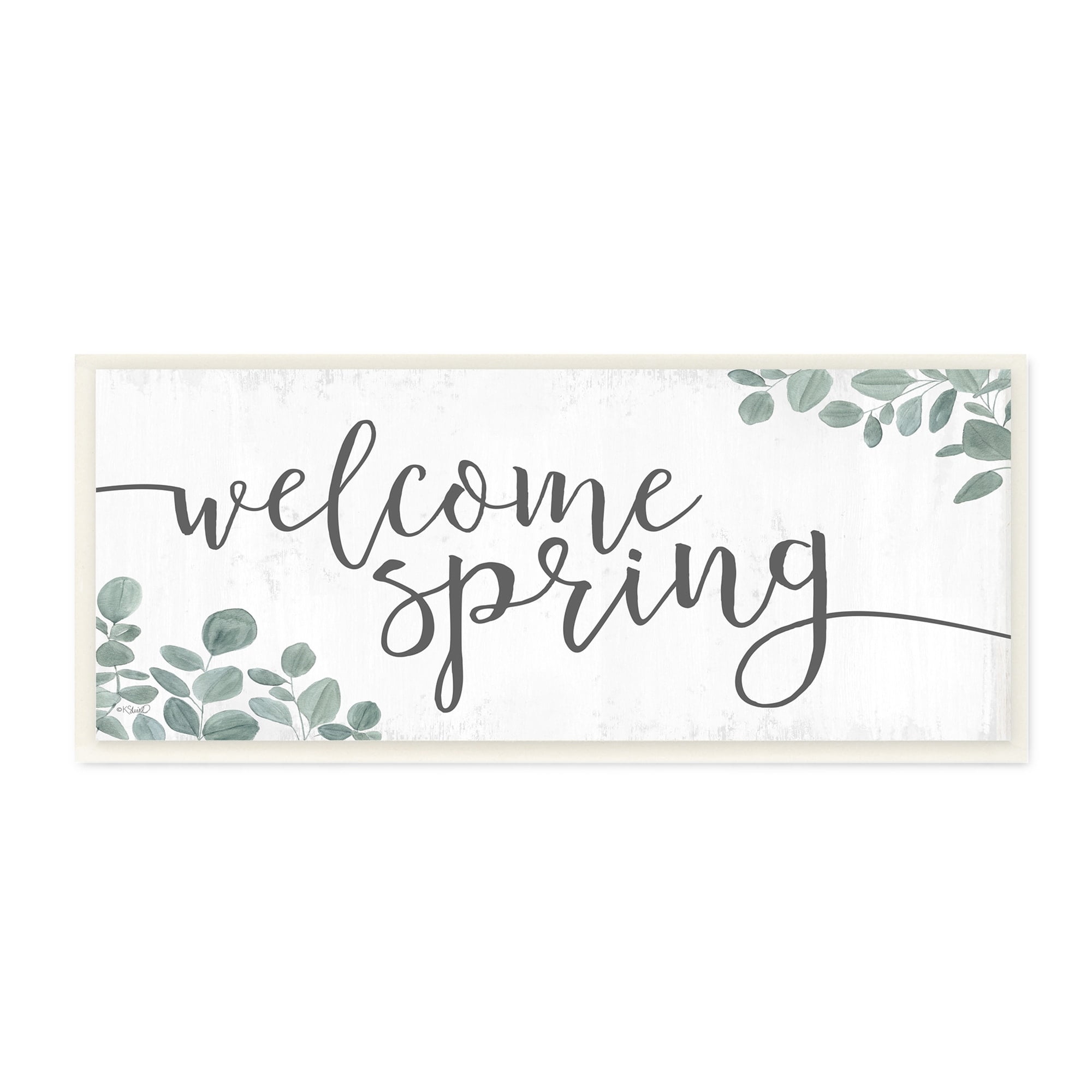 Welcome Spring Calligraphy Phrase Casual Eucalyptus Botanicals Inspirational Graphic Art Unframed Art Print Wall Art