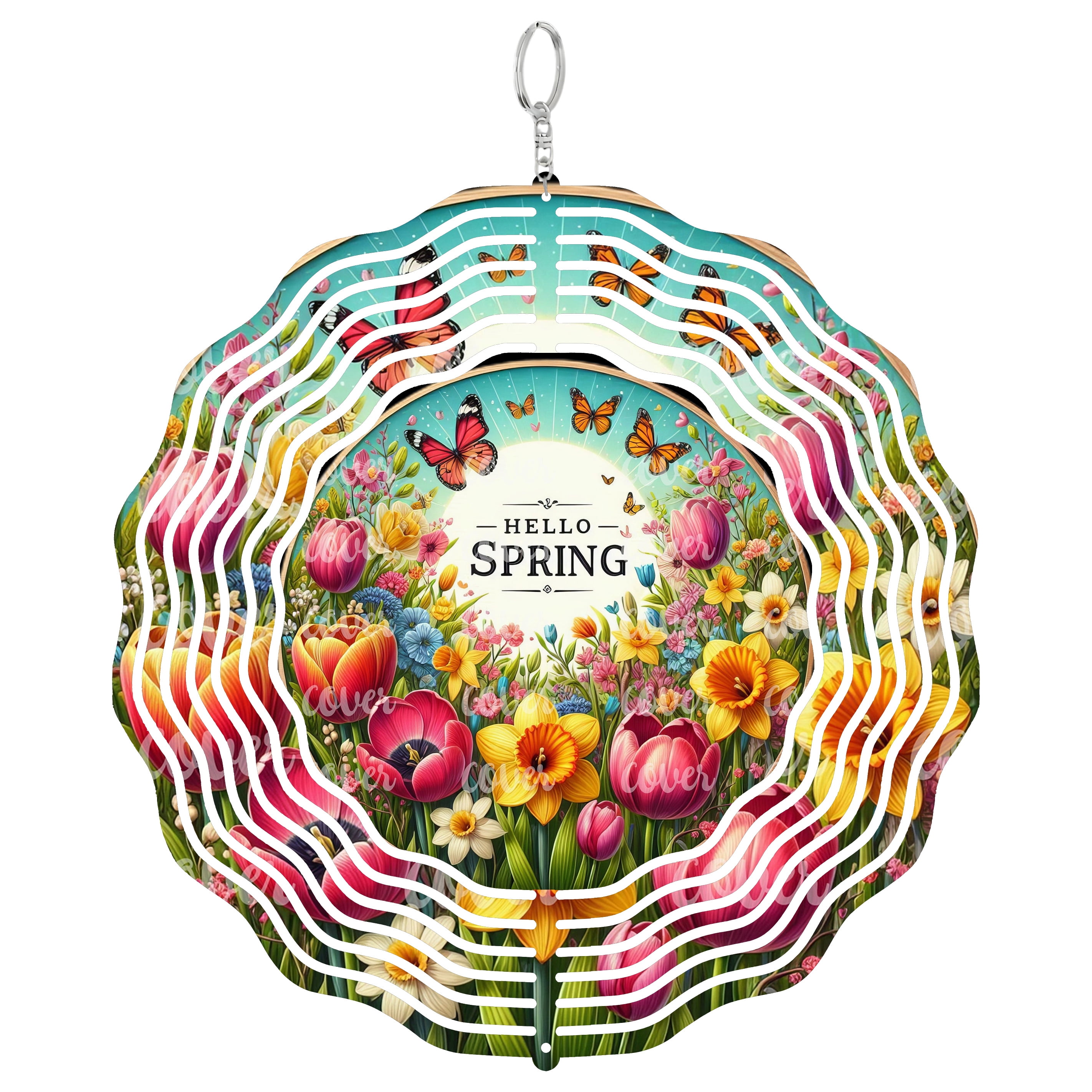 Welcome Spring Design 3D Wind Spinner Kinetic Art Hanging Seasonal ...